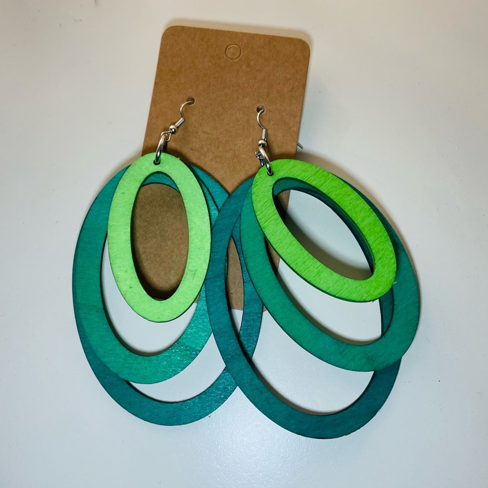 Green Statement Earrings